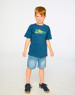 Organic Cotton Jersey T-Shirt With Print Dark Blue - H30U74_04002