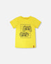 Organic Cotton Jersey T-Shirt With Gamer Print Yellow - H30U78_02200