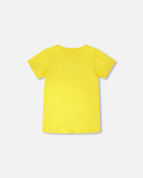 Organic Cotton Jersey T-Shirt With Gamer Print Yellow - H30U78_02200