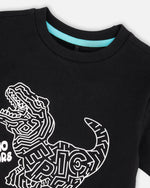Organic Cotton Jersey T-Shirt With Dino Print Black - H30U78_09990