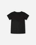 Organic Cotton Jersey T-Shirt With Dino On Bike Print Black - H30U79_09990