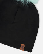 Stretch Jersey Hat Black With Pompom - H30W20_09990