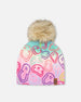 Stretch Jersey Hat Multicolored Printed Smileys With Pompom - H30W20_3H017