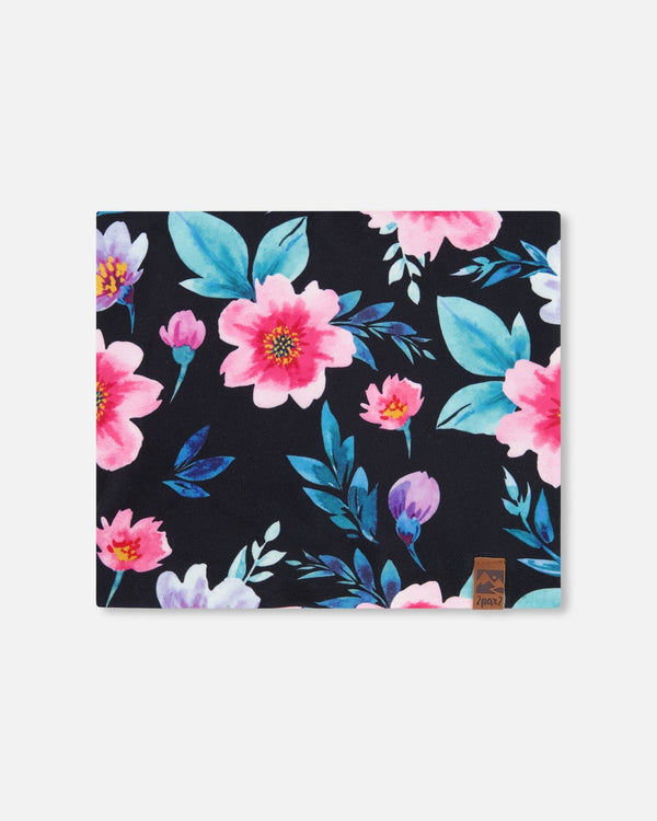 Stretch Jersey Neck Tube Black Printed Flowers - H30W21_3H011