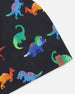 Stretch Jersey Beanie Black Dinosaur Print - H30W22_3H032