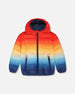 Quilted Mid-Season Jacket Orange And Blue Gradient - H30W44_3H038