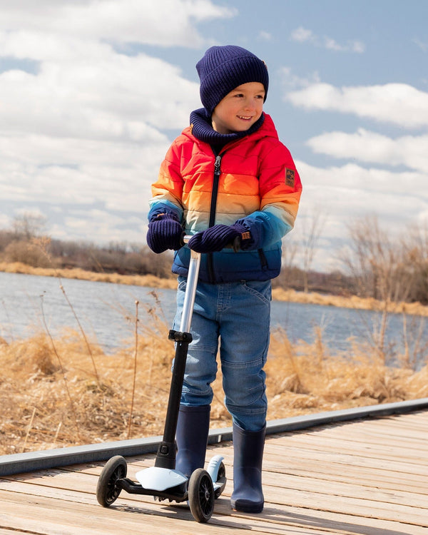 Quilted Mid-Season Jacket Orange And Blue Gradient - H30W44_3H038