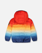 Quilted Mid-Season Jacket Orange And Blue Gradient - H30W44_3H038