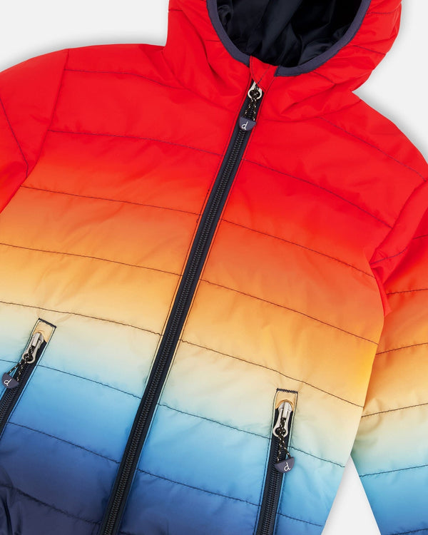 Quilted Mid-Season Jacket Orange And Blue Gradient - H30W44_3H038