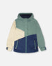 Mid-Season Jacket In Recycled Polyester Dark Green, Beige And Navy - H30W46_03003