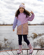 Mid-Season Jacket In Recycled Polyester Mauve, Lilac And Beige - H30W46_06004