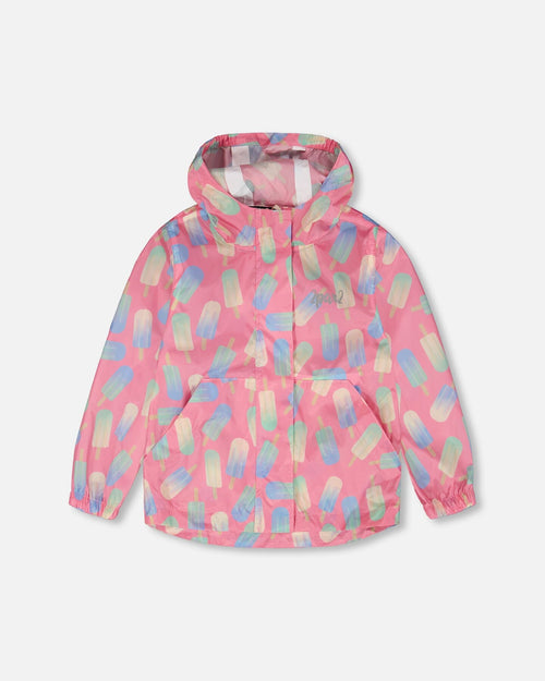 Packable Windbreaker In Polyester Pink Lollipop Print Outerwear Deux par Deux