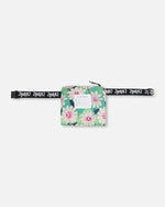 Packable Windbreaker In Polyester Green Smiling Flower Print Outerwear Deux par Deux