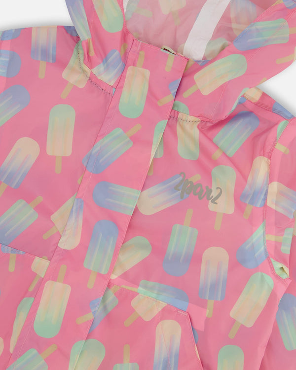 Packable Windbreaker In Polyester Pink Lollipop Print Outerwear Deux par Deux