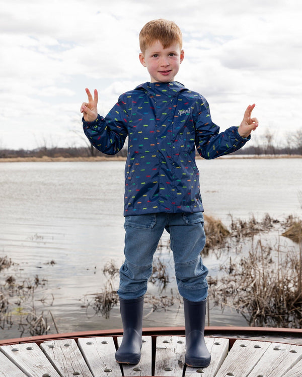 Packable Windbreaker In Polyester Blue Car Print - H30W49_3H037