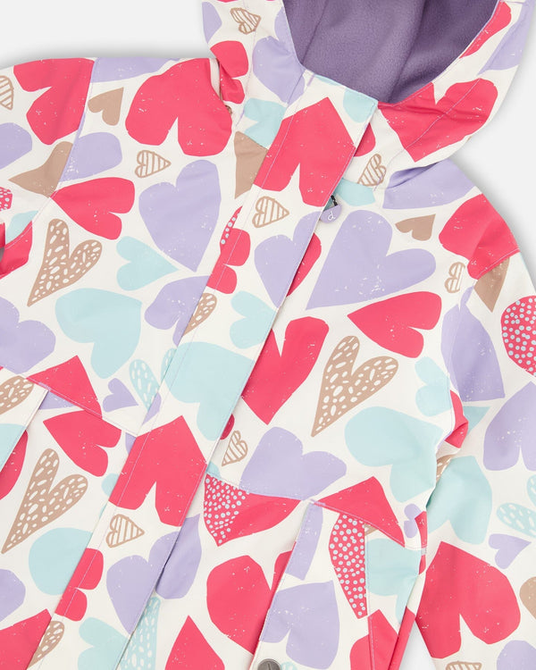 Two-Piece Mid-Season Outerwear Set White Heart Print - H30W51_3H002