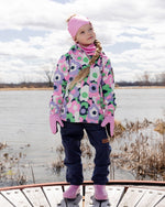 Two-Piece Mid-Season Outerwear Set Black Printed Flowers - H30W51_3H003