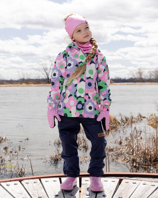 Two-Piece Mid-Season Outerwear Set Black Printed Flowers - H30W51_3H003