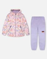 Insulated Two-Piece Mid-Season Outerwear Set Pink Flower Print - H30W52S_3H004