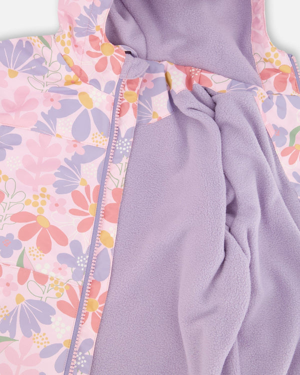 Insulated Two-Piece Mid-Season Outerwear Set Pink Flower Print - H30W52S_3H004