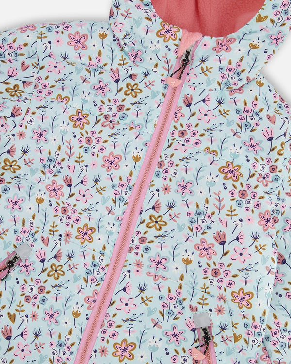 Two-Piece Mid-Season Outerwear Set Blue Mini Flower Print - H30W52_3H005