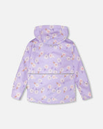 3-In-1 Two-Piece Mid-Season Outerwear With Solid Pants Set Purple Daisy Print - H30W53_05005