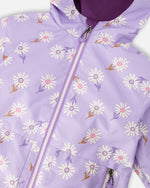 3-In-1 Two-Piece Mid-Season Outerwear With Solid Pants Set Purple Daisy Print - H30W53_05005