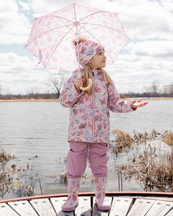3-In-1 Two-Piece Mid-Season Outerwear Set Pink With Printed Butterflies - H30W53_3H007