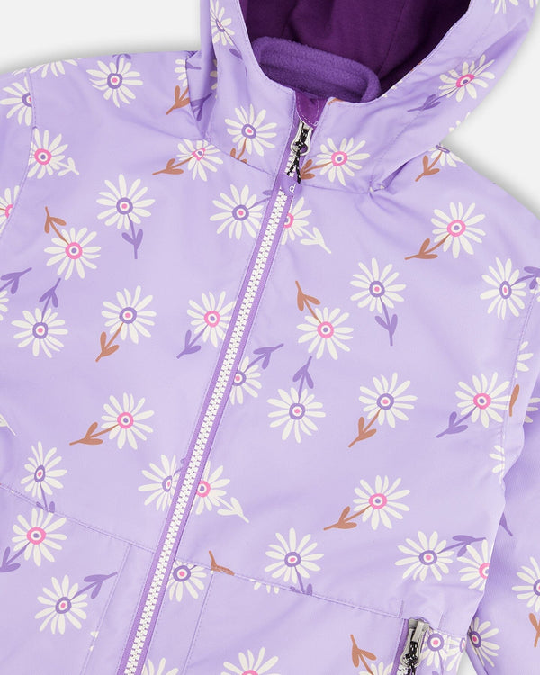 3-In-1 Two-Piece Mid-Season Outerwear Set Purple Daisy Print - H30W53_3H009