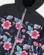 3-In-1 Two-Piece Mid-Season Outerwear Set Black Printed Flowers - Black Inner Jacket - H30W54_04200