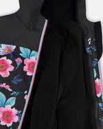 3-In-1 Two-Piece Mid-Season Outerwear Set Black Printed Flowers - Black Inner Jacket - H30W54_04200