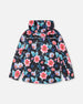 3-In-1 Two-Piece Mid-Season Outerwear Set Black Printed Flowers - Pink Inner Jacket - H30W54_3H011