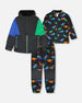 3-In-1 Two-Piece Mid-Season Outerwear Set Black Dinosaur Print - H30W56_09990