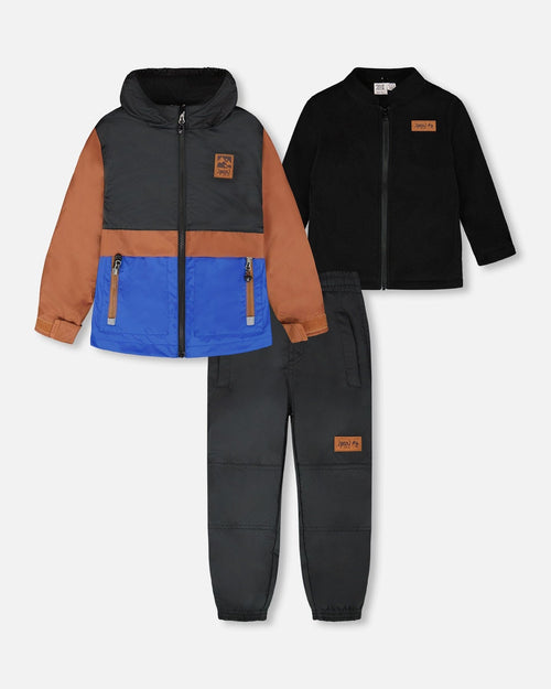 3-In-1 Two-Piece Mid-Season Outerwear Set Black And Brown - H30W57_09990