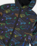 3-In-1 Two-Piece Mid-Season Outerwear Set Black Printed Skateboards - H30W57_3H026