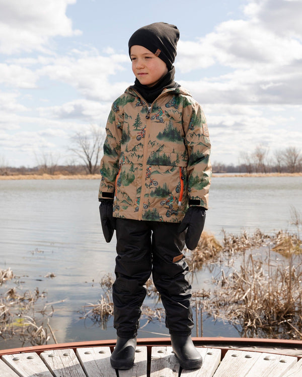 3-In-1 Two-Piece Mid-Season Outerwear Set Brown Motocross Print - H30W57_3H034