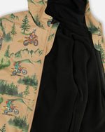 3-In-1 Two-Piece Mid-Season Outerwear Set Brown Motocross Print - H30W57_3H034