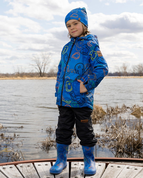 Two-Piece Mid-Season Outerwear Set Blue Printed Smileys - H30W58_3H025