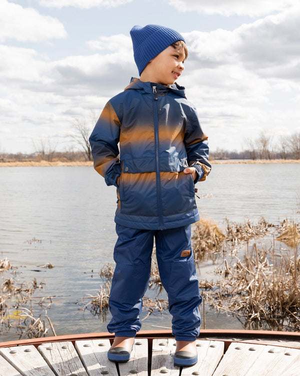 Two-Piece Mid-Season Outerwear Set Blue And Brown Gradient - H30W58_3H027