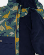 Two-Piece Mid-Season Outerwear Set Green Dinosaur Print - H30W58_3H028