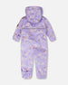 Baby Mid-Season One-Piece Outerwear With Hat Purple Daisy Print - H30W64_3H009
