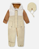 Baby Mid-Season One-Piece Outerwear With Hat Beige - H30W65_01850