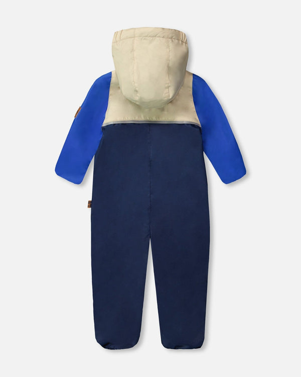 Baby Mid-Season One-Piece Outerwear With Hat Navy Blue - H30W65_04790