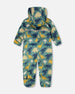 Baby Mid-Season One-Piece Outerwear With Hat Green Dinosaur Print - H30W65_3H028