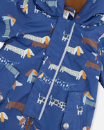 Baby Mid-Season One-Piece Outerwear With Hat Blue Dog Print - H30W65_3H033