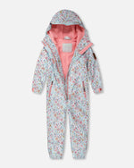 Kids Mid-Season One-Piece Outerwear Blue Mini Flower Print - H30W70_3H005