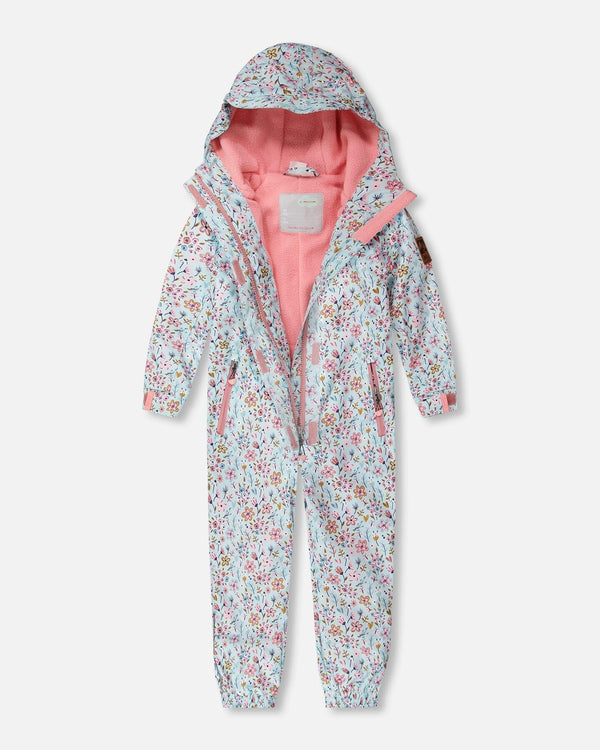 Kids Mid-Season One-Piece Outerwear Blue Mini Flower Print - H30W70_3H005