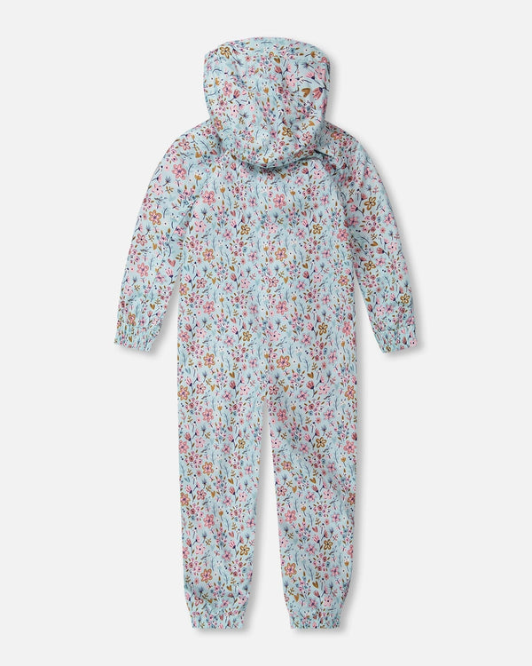 Kids Mid-Season One-Piece Outerwear Blue Mini Flower Print - H30W70_3H005