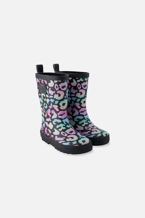Rain Boots In Natural Rubber Black Animal Print - H30WB10_3H010