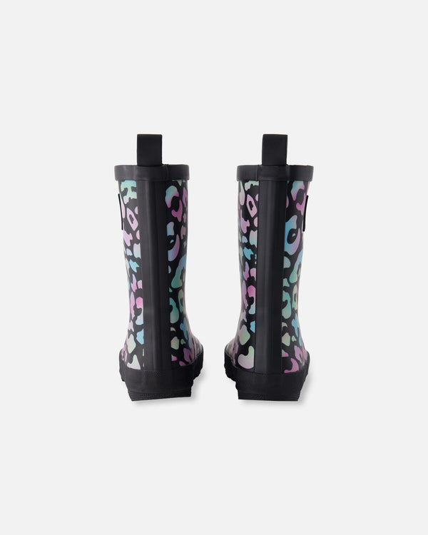Rain Boots In Natural Rubber Black Animal Print - H30WB10_3H010